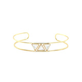 Jonc Linda double et pierres triangles laiton couleur or
