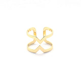 Bague Louison ajourée et double triangles laiton couleur or