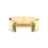 Manchette Lina trois pierres triangles laiton couleur or