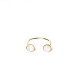 Bague Colette ouverte double pierre laiton couleur or